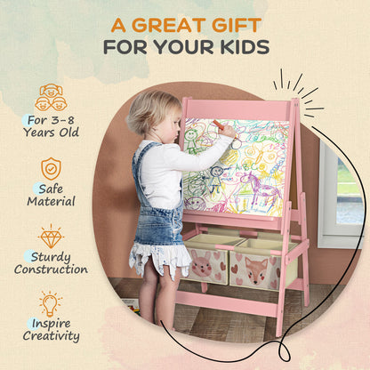 AIYAPLAY Three-In-One Kids Easel with Paper Roll, Art Easel, with Storage - Pink--ChewyGames-AIYAPLAY