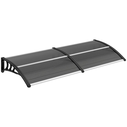 Outsunny Front Door Canopy Outdoor Awning Aluminium Rigid Plastic Polycarbonate Rain Shelter UV Water Rain Resistant 196 x 75cm Black
