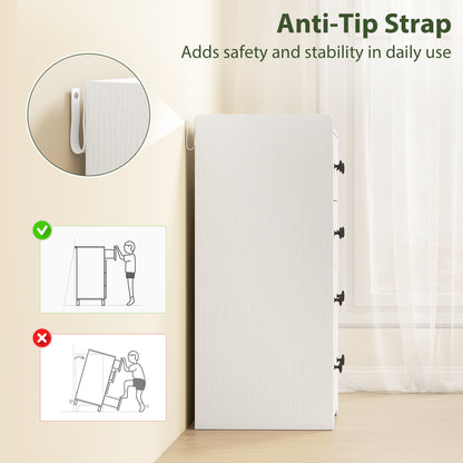 HOMCOM 4 Drawer Chest of Drawers, Modern Dresser for Bedroom, Storage Cabinet for Living Room Entryway, White Wood Effect