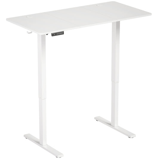 HOMCOM Standing Desk Memory Control Height Adjustable Desk 2 Cable Holes LED Display Sit Stand Desk White