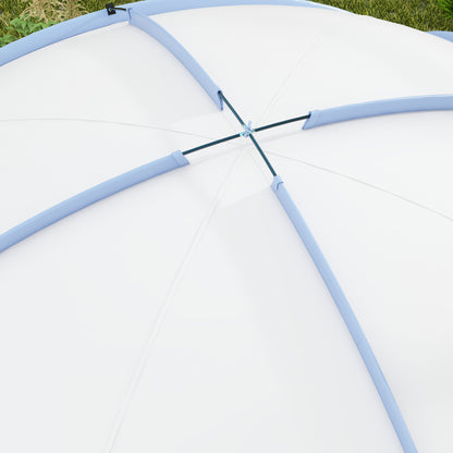 Outsunny 3.5 x 3.5M Camping Gazebo, Outdoor Event Shelter Dome Tent Garden Sun Shelter Patio Spire Arc Pavilion Camp Sun Shade Tent for 6-8 Person, Light Blue