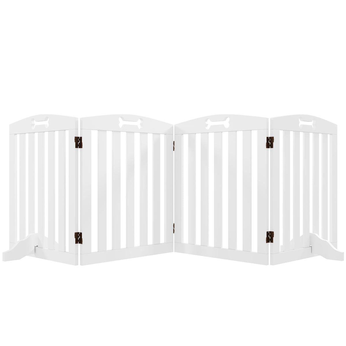 PawHut Wooden Dog Gate, Freestanding Pet Gate with Support Feet for Doorways, Hallways, Stairs, 207.5L x 61H cm, White