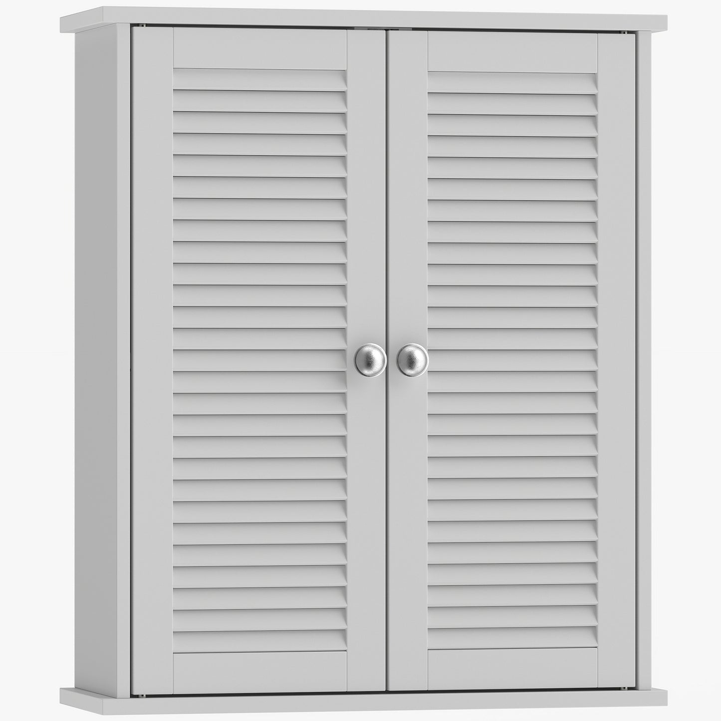 HOMCOM Bathroom Cabinet, Bathroom Wall Cabinet with Louvered Doors and Adjustable Shelf Storage for Kitchen, White