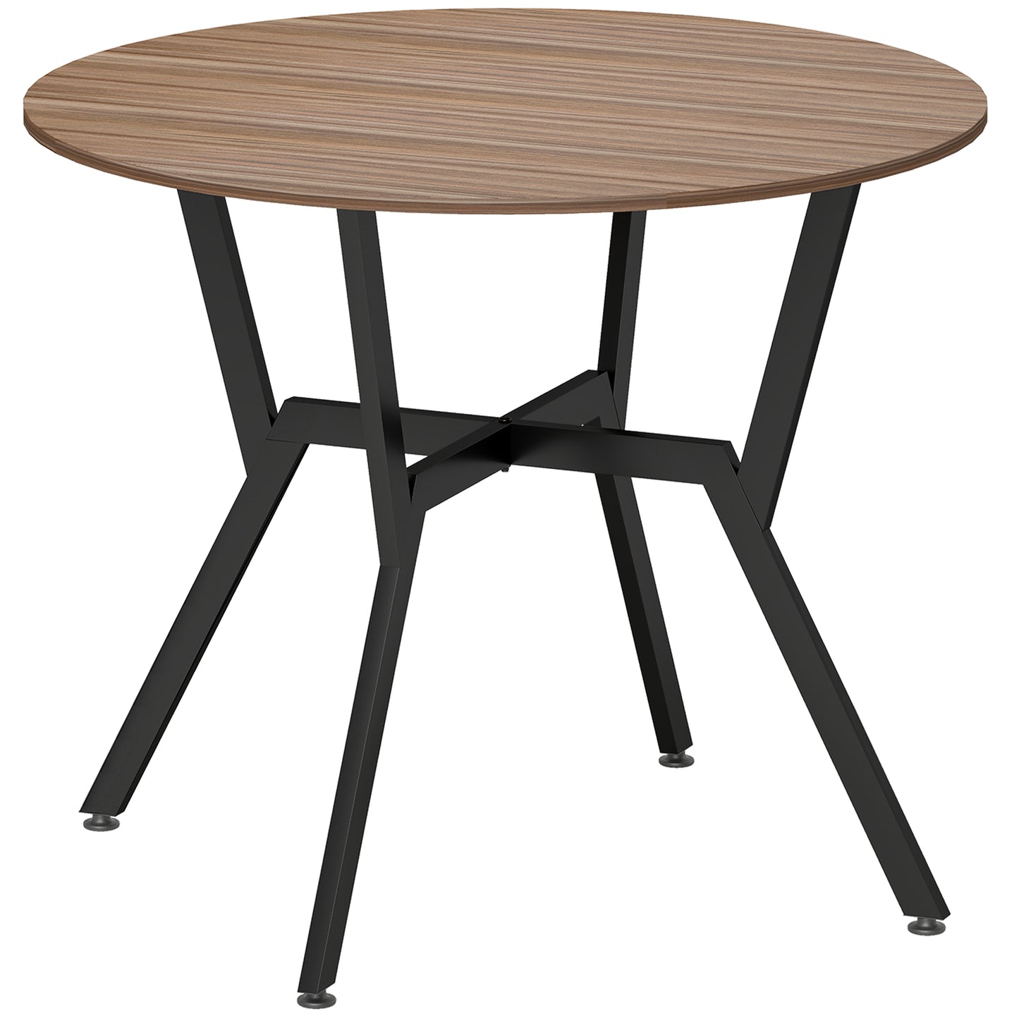 HOMCOM Dining Table, Round Kitchen Table with Black Legs, Anti-slip Foot Pads for Living Room, Dining Room 90 x 76 cm, Brown