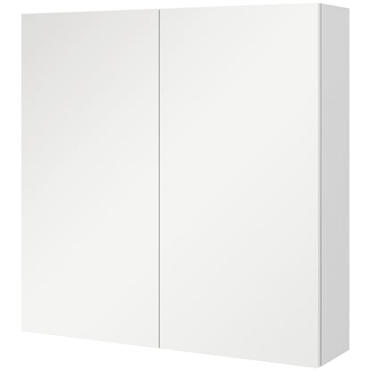 kleankin Bathroom Mirror Cabinet, Wall Mounted Bathroom Storage Cupboard with Adjustable Shelf, 60W x 15D x 60Hcm, High Gloss White-Medicine Cabinets-ChewyGames-ChewyGames