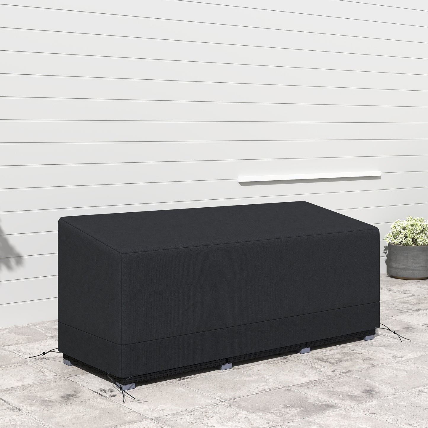 Outsunny Rectangular Patio Garden Furniture Cover Waterproof for 3 Seater Sofa Bistro Set, UV Resistant Protection 600D Oxford Fabric Rattan Lounge Clean Cover, 190 x 72 x 76cm, Black