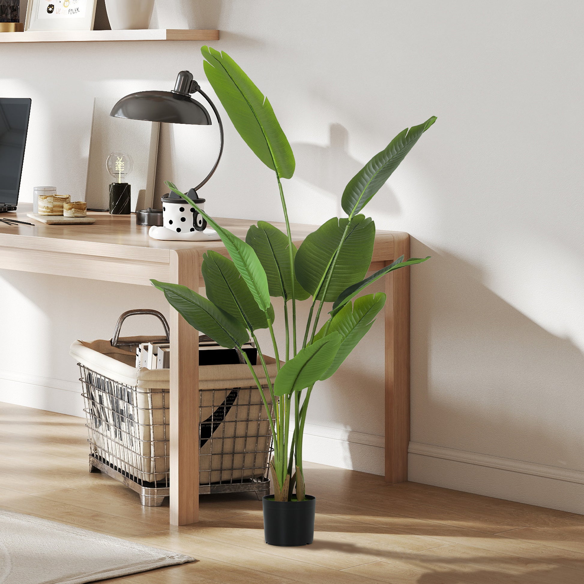 HOMCOM 160cm Tall Artificial Bird of Paradise Plant, Faux Banana Leaf Tree with PEVA Leaves and Flocking, Decorative Palm Tree in Pot for Home Office Decor, Green--ChewyGames-ChewyGames
