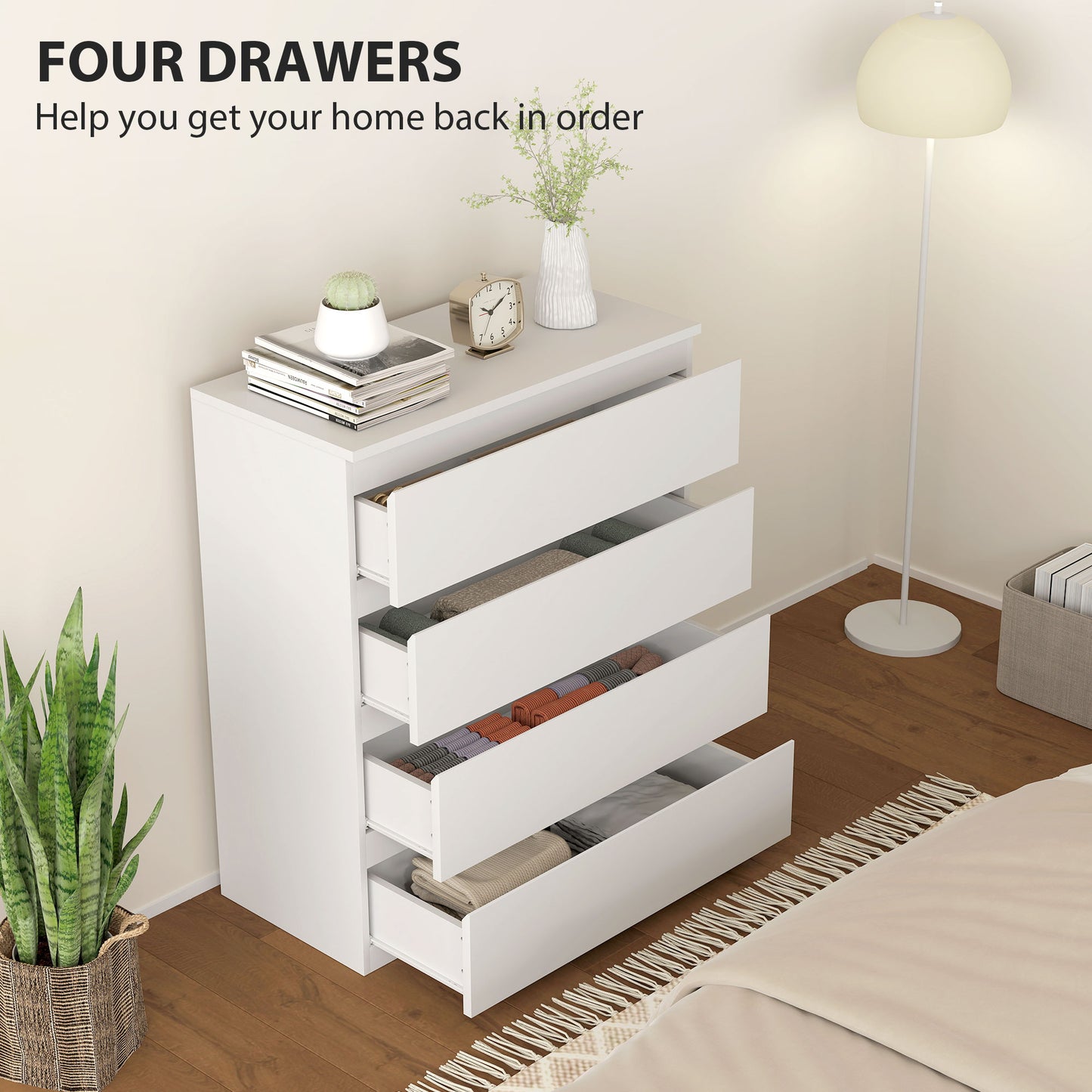HOMCOM Chest of Four Drawers - White