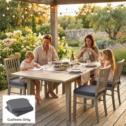 Outsunny Outdoor Chair Seat Cushions Set of 2, Garden Chair Cushions with 7cm Thick Foam & Ties, Dark Grey