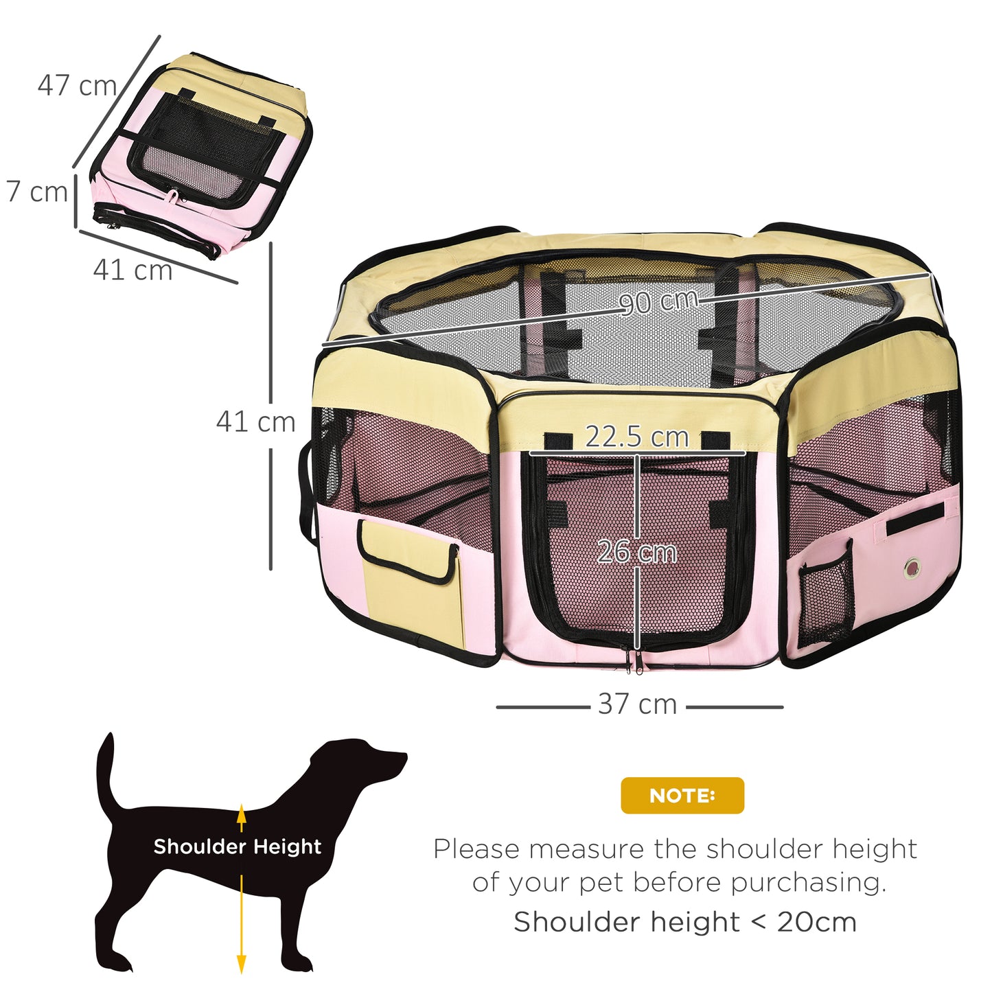PawHut Fabric Pet Whelping Box Dog Cat Puppy Playpen Rabbit Guinea Pig Play Pen in Pink With Carry Bag Small Dia 90 x 41Hcm--ChewyGames-ChewyGames