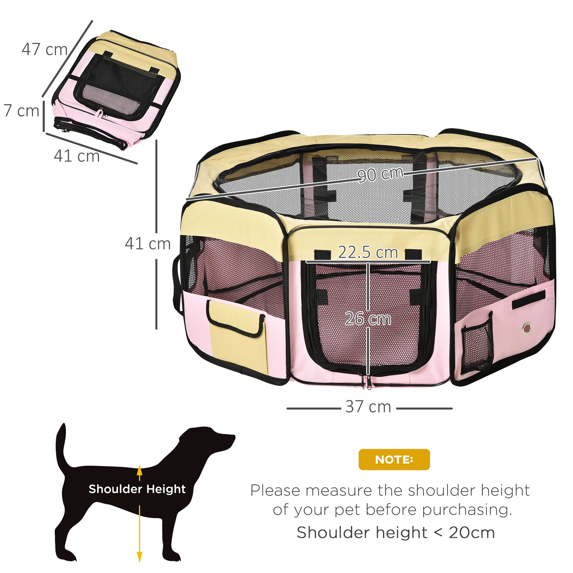 PawHut Fabric Pet Whelping Box Dog Cat Puppy Playpen Rabbit Guinea Pig Play Pen in Pink With Carry Bag Small Dia 90 x 41Hcm--ChewyGames-ChewyGames