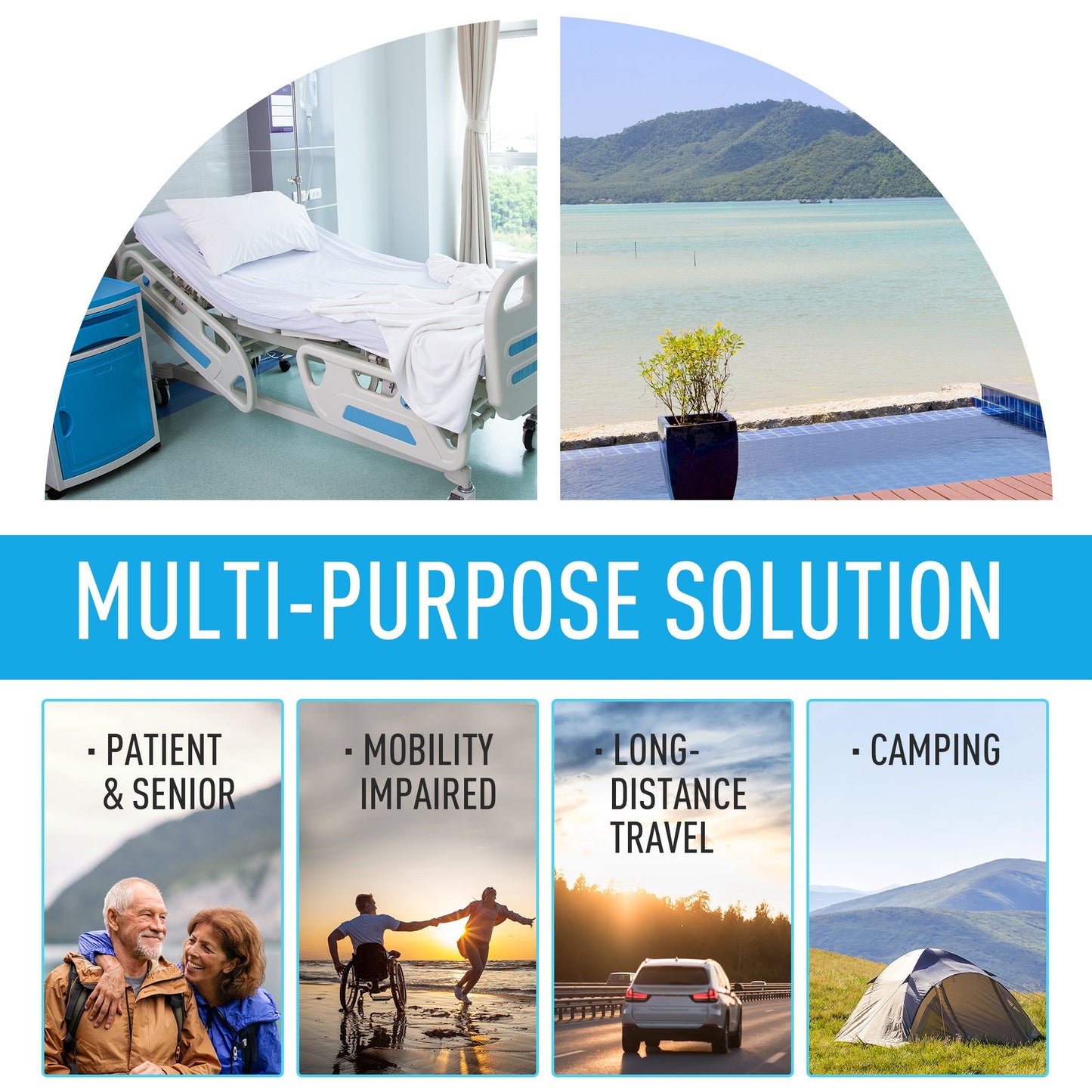 Outsunny Portable Camping Toilet, 20L Flushable Porta Potty Portaloo with 2 Detachable Tanks, Flush and Double Seal Valve for Outdoor Camping Hiking Travel Caravan