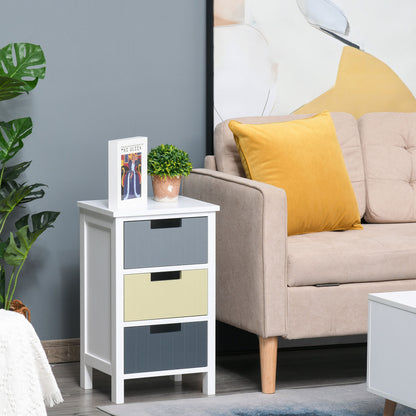 HOMCOM 3 Drawer Storage Tower, Dresser Chest with Wood Top, Organiser Unit for Closets Bedroom Nursery Room Hallway