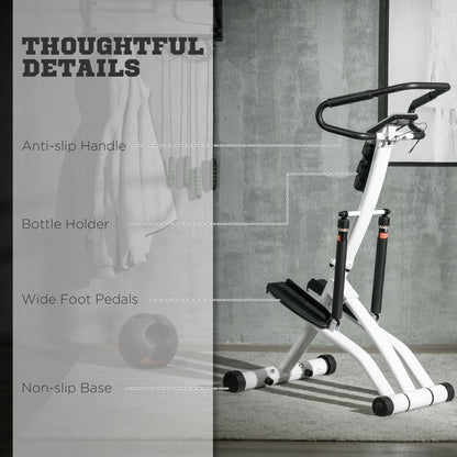 SPORTNOW Stepper Machine for Home, Foldable Stair Stepper with 12-Level Hydraulic Resistance, Stair Climber with LCD Monitor, Heart Rate Sensor and Drink Holder, White and Black