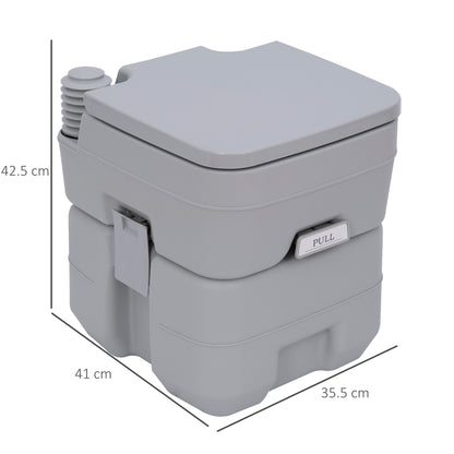 Outsunny Portable Camping Toilet, 20L Flushable Porta Potty Portaloo with 2 Detachable Tanks, Flush and Double Seal Valve for Outdoor Camping Hiking Travel Caravan