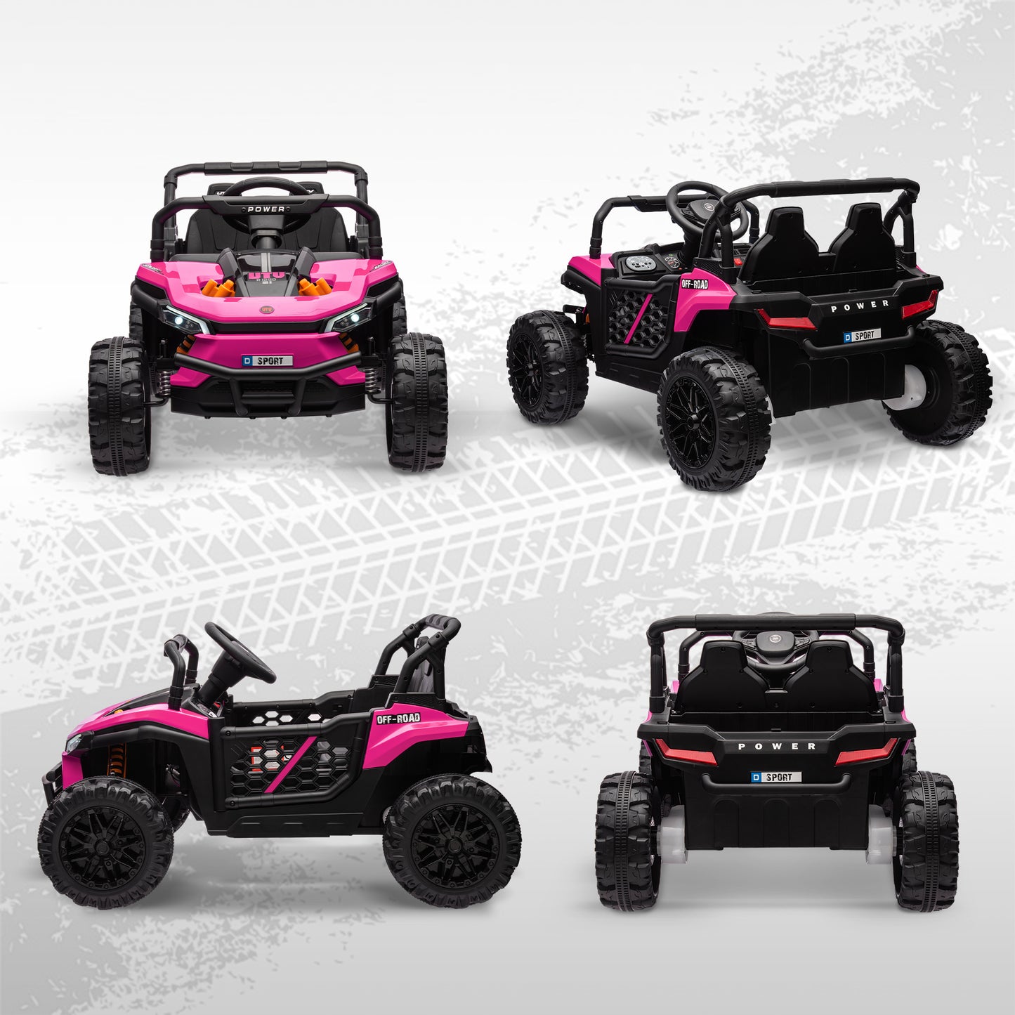 AIYAPLAY 12V Battery Powered Ride on Truck w/ Remote, Four Suspension Wheels, Horn, Lights, Music, USB, for Ages 3-5 Years, Pink