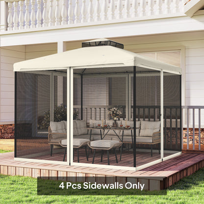Outsunny 302 x 207cm Universal Replacement Mesh Sidewall Netting for Patio Gazebos and Canopy Tents, (Sidewall Only) Cream White