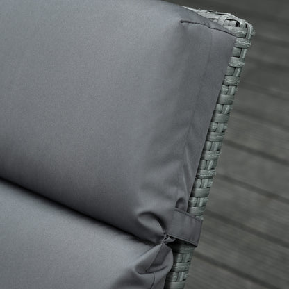 Outsunny Set of 2 Sun Lounger Cushions, Replacement Cushions for Rattan Furniture with Ties, 196 x 55 cm, Cushion ONLY, Dark Grey