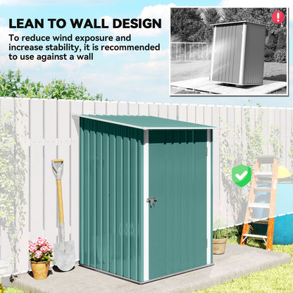 Outsunny 3.3 x 3.4ft Lean To Steel Garden Shed, with Locking Door - Green