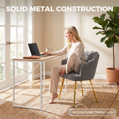 HOMCOM Lounge Chair Petal-Back Armchair Metal Metal Legs for Living Room Bedroom, Grey
