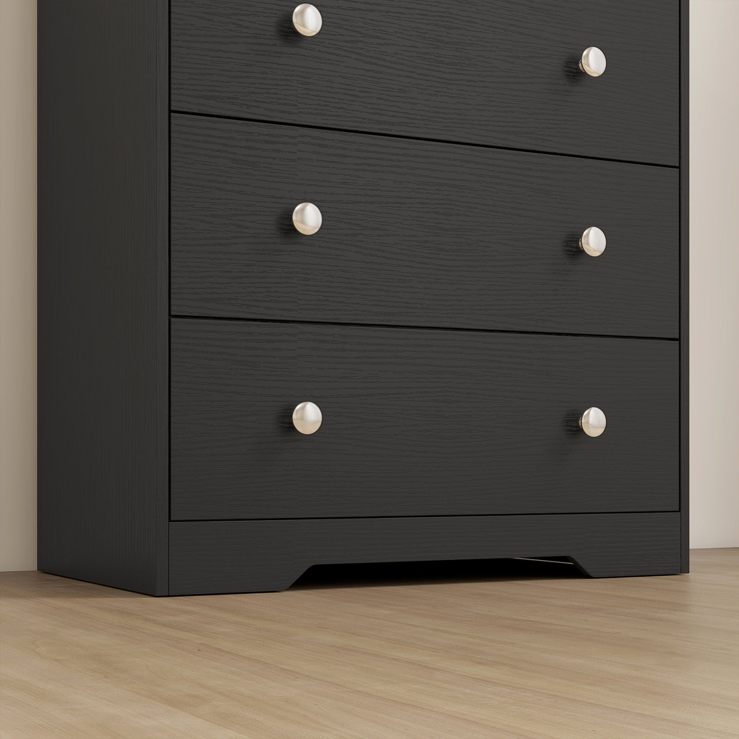 HOMCOM 4 Drawer Chest of Drawers, Modern Dresser for Bedroom, Storage Cabinet for Living Room Entryway, Black Wood Effect
