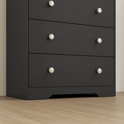 HOMCOM 4 Drawer Chest of Drawers, Modern Dresser for Bedroom, Storage Cabinet for Living Room Entryway, Black Wood Effect