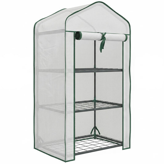 Outsunny Three-Tier Mini Greenhouse - White