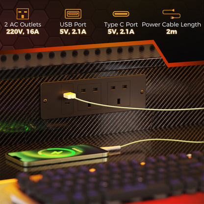 HOMCOM Two-Level LED Gaming Desk - Black