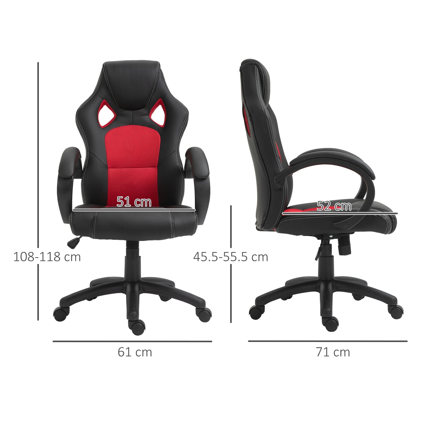 Vinsetto Office Chair Faux Leather Swivel Computer Desk Chair for Home Office with Wheels Armrests Black