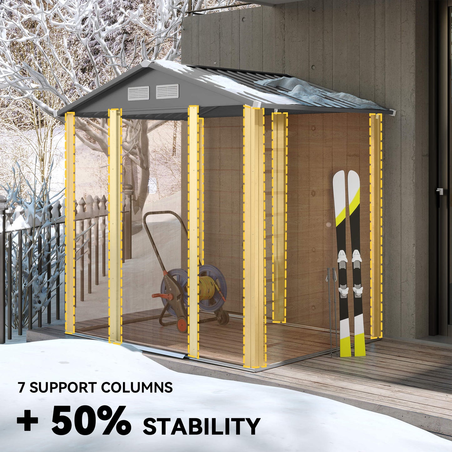 Outsunny 6.5 x 5ft Metal Garden Shed, House Hut Gardening Tool Storage with Ventilations, Sliding Door, Sloped Roof for Garden, Patio, Brown--ChewyGames-ChewyGames