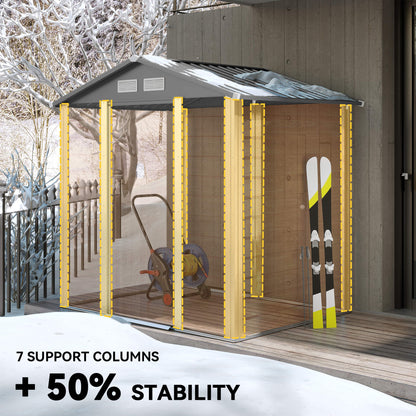 Outsunny 6.5 x 5ft Metal Garden Shed, House Hut Gardening Tool Storage with Ventilations, Sliding Door, Sloped Roof for Garden, Patio, Brown--ChewyGames-ChewyGames