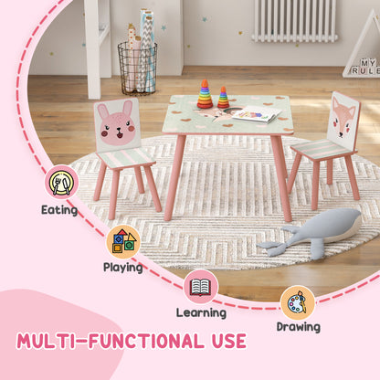 ZONEKIZ Kids and Table Chairs, Children Desk with Two Chairs, Toddler Furniture Set, for Ages 3-6 Years - Pink--ChewyGames-ChewyGames