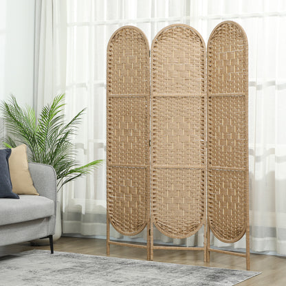 HOMCOM Freestanding Privacy Screen, 3 Panel Folding Room Divider for Living Room, Bedroom and Office, Natural Wood Finish
