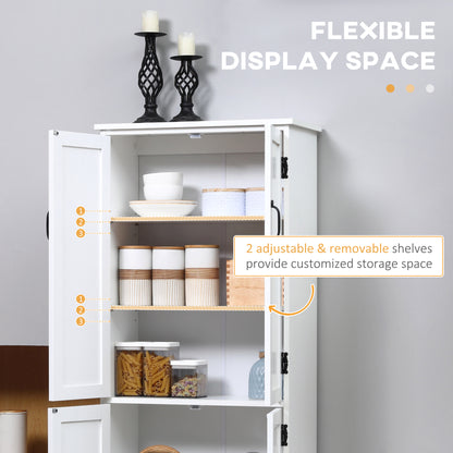 HOMCOM Accent Floor Storage Cabinet, Kitchen Cupboard Sideboard with Adjustable Shelves and 2 Lower Doors, White