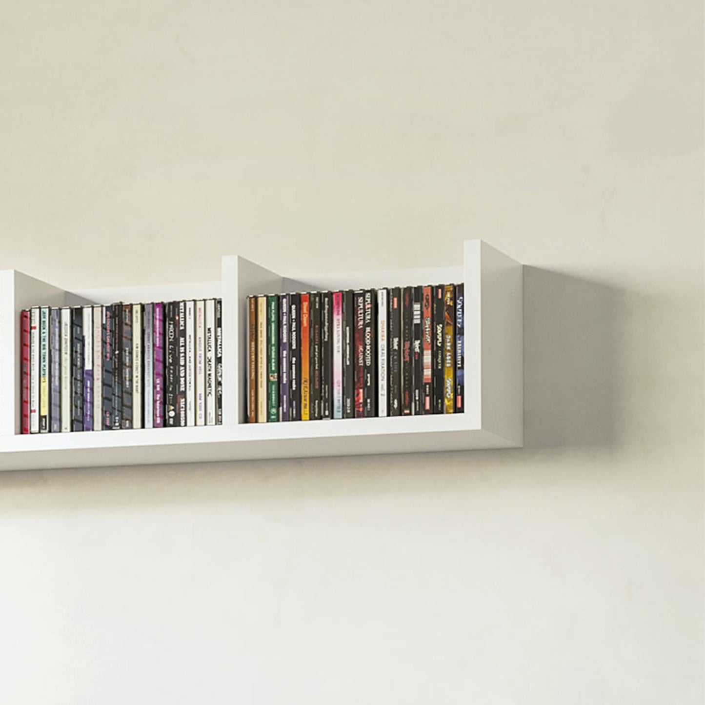 HOMCOM Wall Mount 84 CD / 56 DVD/Blu-ray/ Media Storage Rack 4 Cubes, Wooden Shelf Organiser Unit Bookcase Display, Set of 2, White
