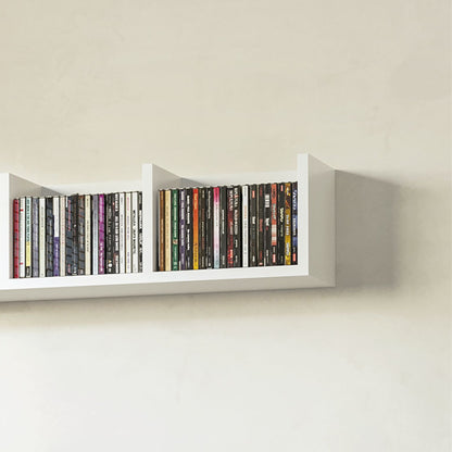 HOMCOM Wall Mount 84 CD / 56 DVD/Blu-ray/ Media Storage Rack 4 Cubes, Wooden Shelf Organiser Unit Bookcase Display, Set of 2, White