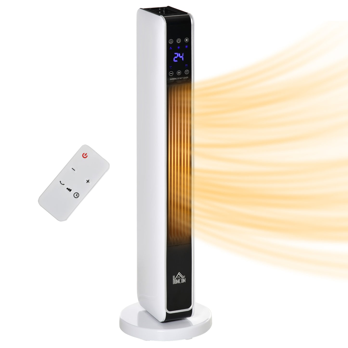 HOMCOM 1100W/2200W Space Heater with 65° Oscillation, Electric Heater with 2 Heat and Fan, 8-Hour Timer, Overheat & Tip Over Protection for Bedroom, 29 inch