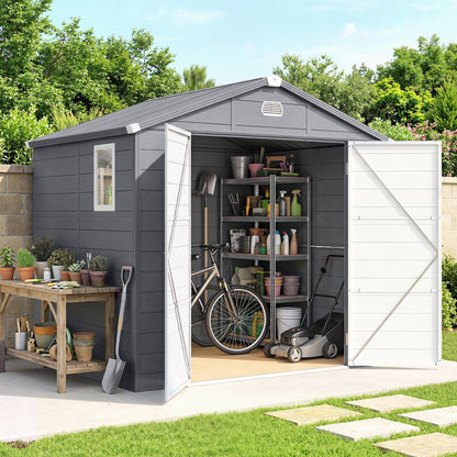 Outsunny 7.9ft x 6.2ft Aluminium Frame and Plastic Wall Shed, with Foundation - Grey