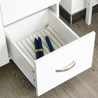 HOMCOM Kitchen Cupboard, 183cm Tall Storage Cabinet with Countertop, Sideboard with 3 Small Drawers, Flip Up Top Door, 3 Cabinet Doors and Open Shelves, 100W x 39.5D x 183.5H cm, White