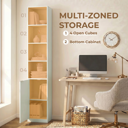 HOMCOM Bookcase Adjustable Shelf Bookshelf Anti-Tip Hardware 6-Tier Storage Cabinet Light Green