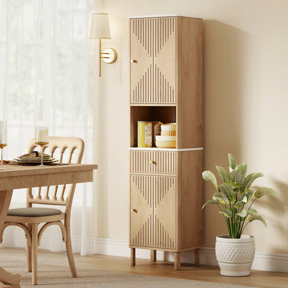 HOMCOM Slim Bathroom Cabinet with Silent Drawer Rail for Scandinavian, Japanese Styles - Wood-Effect-Bathroom Cabinets-ChewyGames-ChewyGames