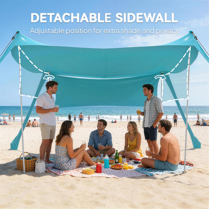 Outsunny Beach Tent Event Shelter with Detachable Sidewall and Carry Bag, for Camping, Trips, Fishing, Picnics, Sky Blue
