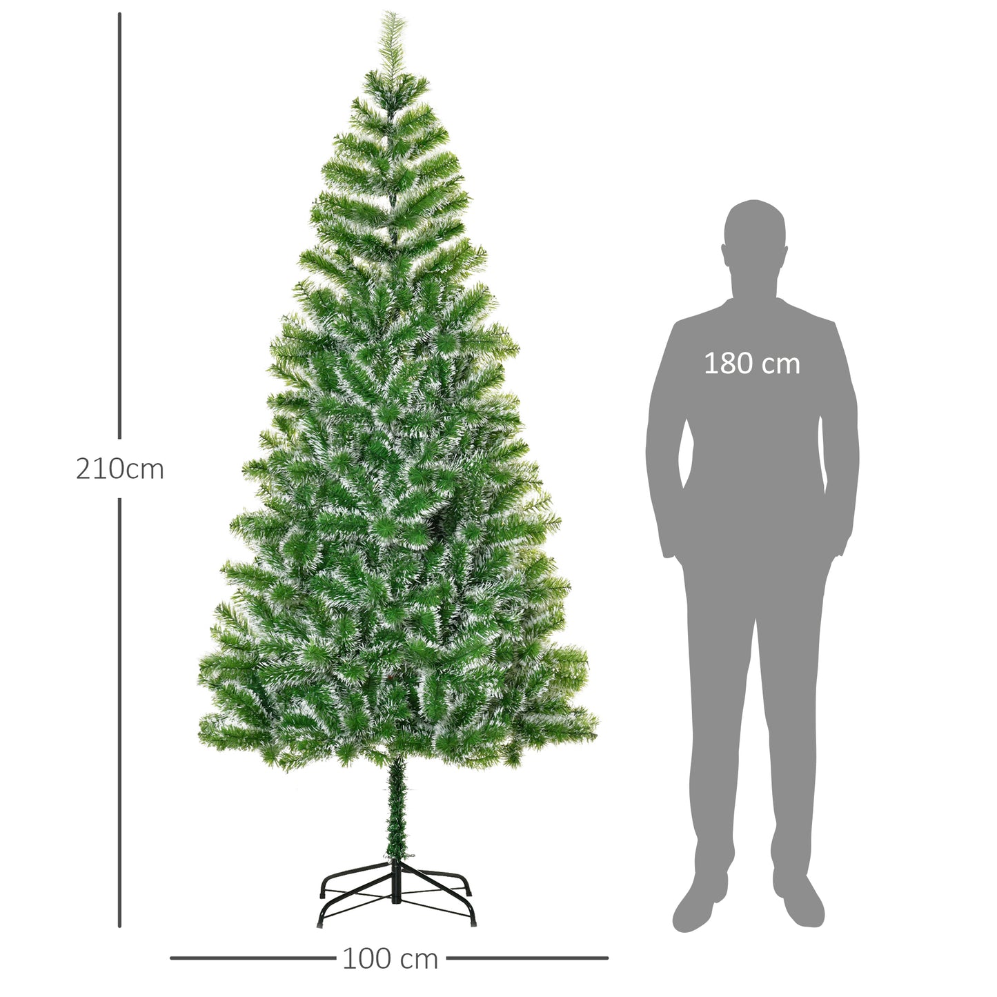HOMCOM 7FT Indoor Christmas Tree Artificial Decoration Xmas Gift with Metal Stand Branch Tips-Artificial Trees-ChewyGames-ChewyGames