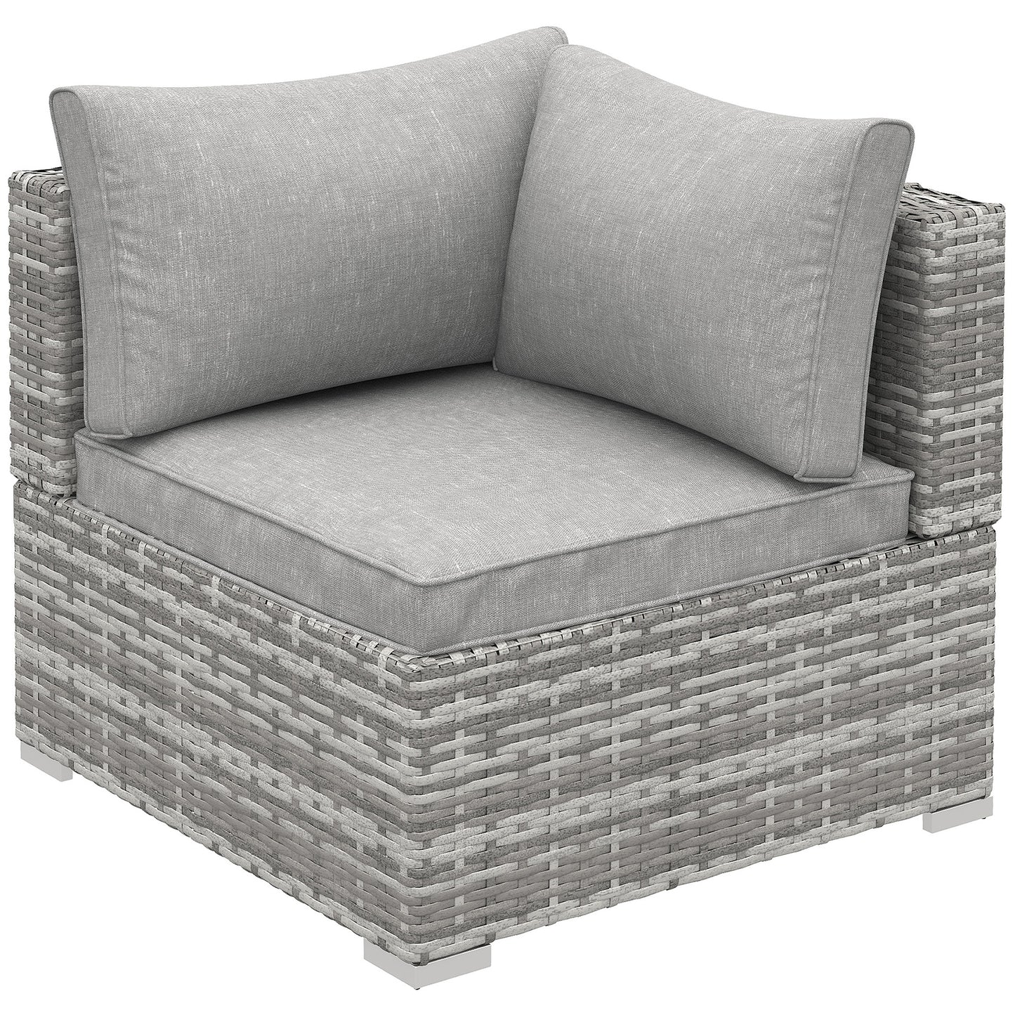 Outsunny Outdoor PE Rattan Corner Sofa, Garden Wicker Furniture Single Sofa Chair w/ Cushions, Light Grey--ChewyGames-ChewyGames