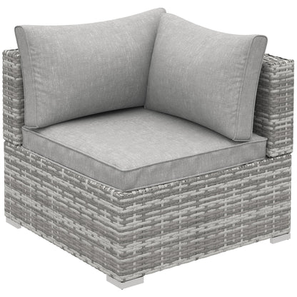 Outsunny Outdoor PE Rattan Corner Sofa, Garden Wicker Furniture Single Sofa Chair w/ Cushions, Light Grey--ChewyGames-ChewyGames