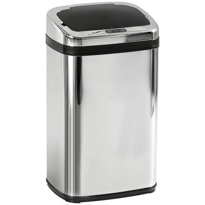 HOMCOM 30L Stainless Steel Motion Sensor Lid Bin - Silver Tone