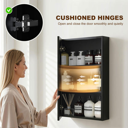 kleankin Bathroom Cabinet with Mirror, Wall Mounted Bathroom Mirror Cabinet with Storage Shelves, 40 x 12 x 60 cm, Black