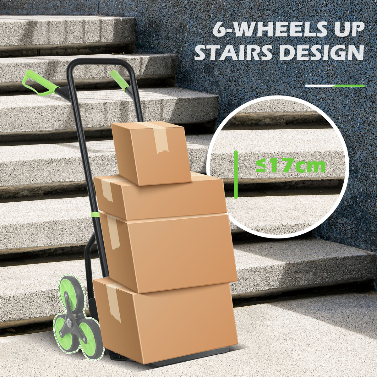 DURHAND Six-Wheel Folding  Sack Barrow Trolley - Black/Green