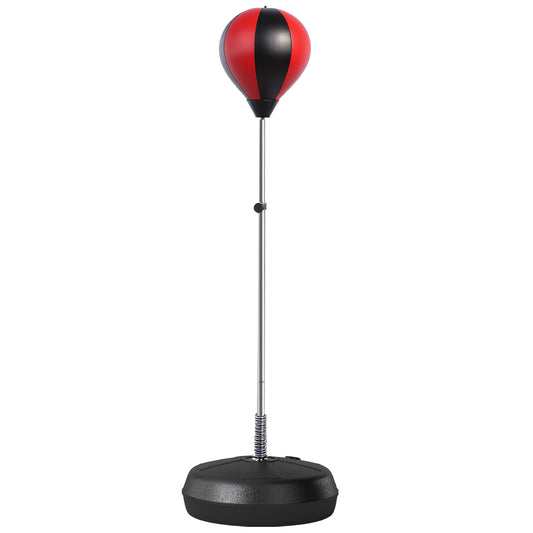 HOMCOM Punching Bag with Stand, 126-144 cm Height Adjustable Boxing Set Free Standing Speed Bag with Gloves and Air Pump for Teenagers Home Gym Workout