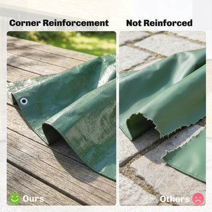 Outsunny 4 x 6m Waterproof Tarpaulin, 90GSM Tear-Resistant PE Tarp with Reinforced Grommets, UV Protected Cover